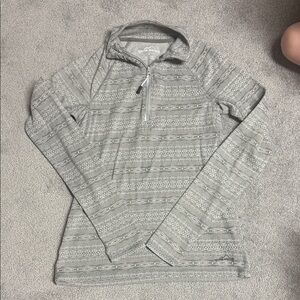 Eddie Bauer Gray Patterned Long Sleeve Top